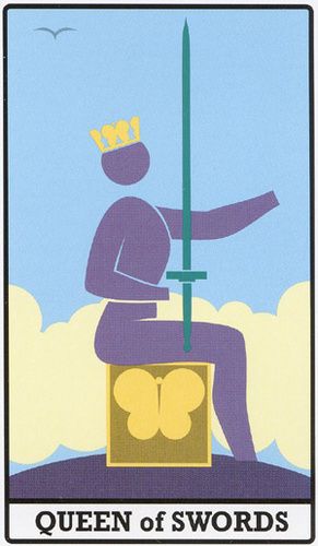 Tarotkaart 'Koningin van Zwaarden'