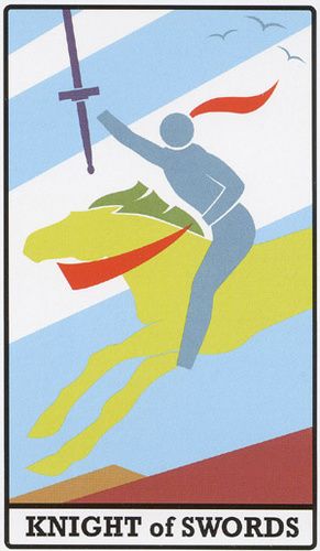Tarotkaart 'Ridder van Zwaarden'