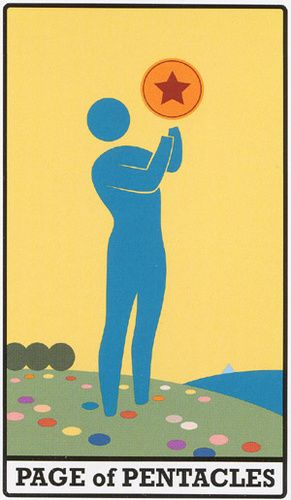 Tarotkaart 'Schildknaap van Pentagrammen'