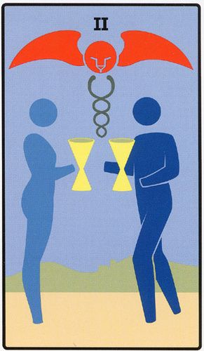 Tarotkaart 'Twee van Kelken'