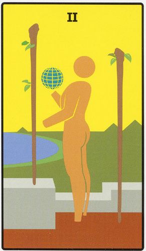 Tarotkaart 'Twee van Staven'