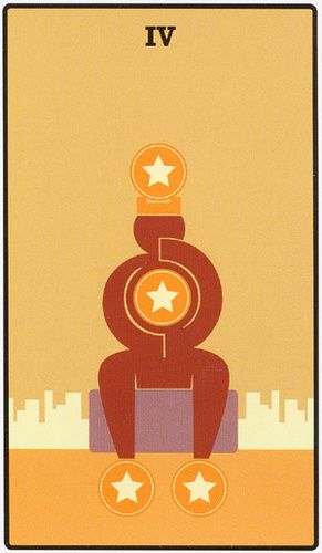 Tarotkaart 'Vier van Pentagrammen'