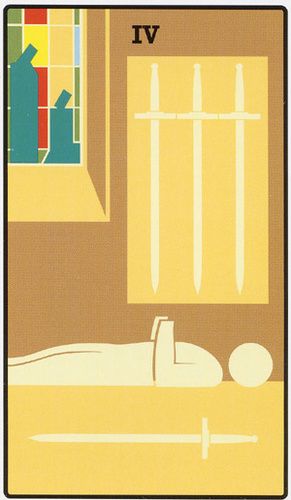 Tarotkaart 'Vier van Zwaarden'