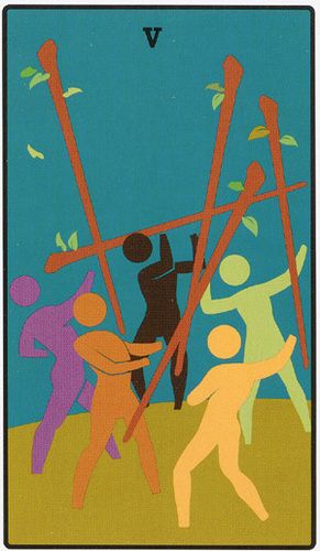 Tarotkaart 'Vijf van Staven'