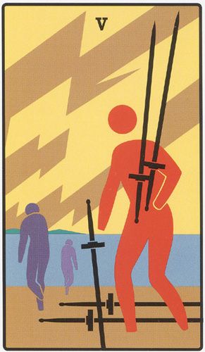 Tarotkaart 'Vijf van Zwaarden'
