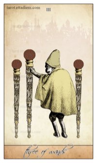 Tarotkaart 'Drie van Staven'