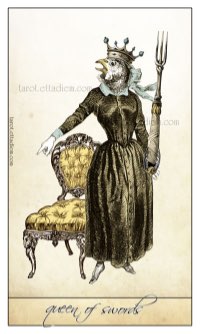 Tarotkaart 'Koningin van Zwaarden'