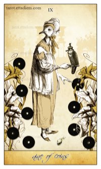 Tarotkaart 'Negen van Pentagrammen'