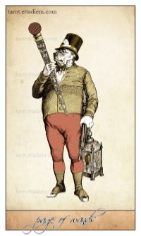 Tarotkaart 'Schildknaap van Staven'