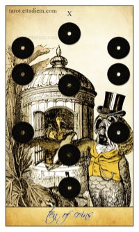 Tarotkaart 'Tien van Pentagrammen'