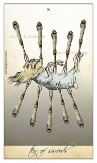 Tarotkaart 'Tien van Zwaarden'