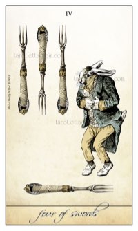 Tarotkaart 'Vier van Zwaarden'
