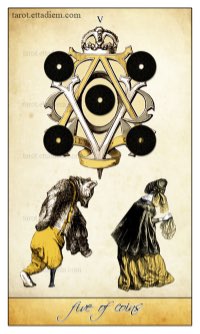 Tarotkaart 'Vijf van Pentagrammen'