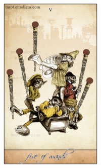 Tarotkaart 'Vijf van Staven'