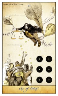 Tarotkaart 'Zes van Pentagrammen'