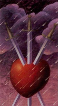 Tarotkaart 'Drie van Zwaarden'