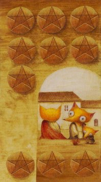Tarotkaart 'Tien van Pentagrammen'