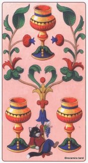 Tarotkaart 'Drie van Kelken'