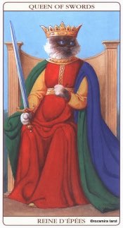 Tarotkaart 'Koningin van Zwaarden'