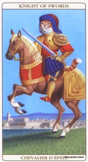 Tarotkaart 'Ridder van Zwaarden'