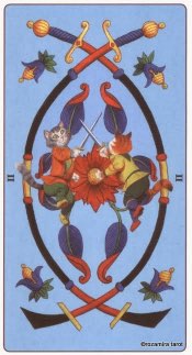 Tarotkaart 'Twee van Zwaarden'