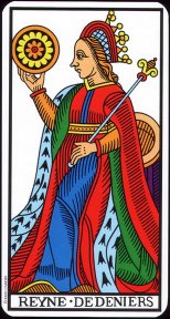 Tarotkaart 'Koningin van Pentagrammen'