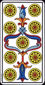 Tarotkaart 'Negen van Pentagrammen'