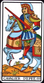Tarotkaart 'Ridder van Zwaarden'