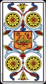 Tarotkaart 'Vier van Pentagrammen'