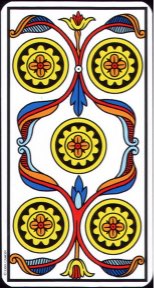 Tarotkaart 'Vijf van Pentagrammen'