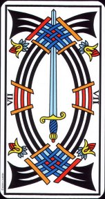 Tarotkaart 'Zeven van Zwaarden'