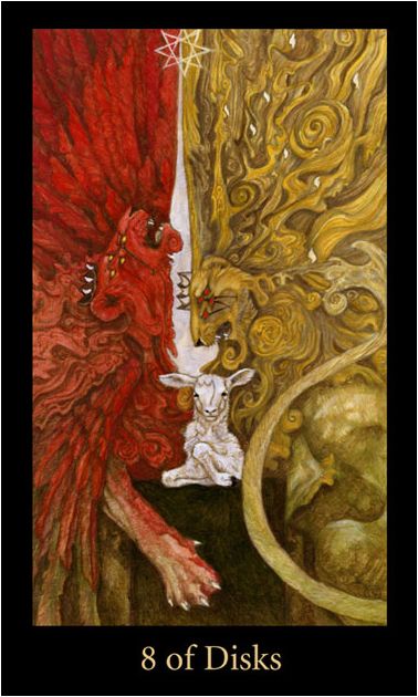 Tarotkaart 'Acht van Pentagrammen'