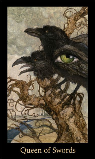 Tarotkaart 'Koningin van Zwaarden'
