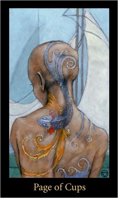 Tarotkaart 'Schildknaap van Kelken'