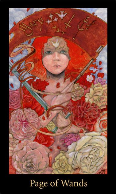 Tarotkaart 'Schildknaap van Staven'