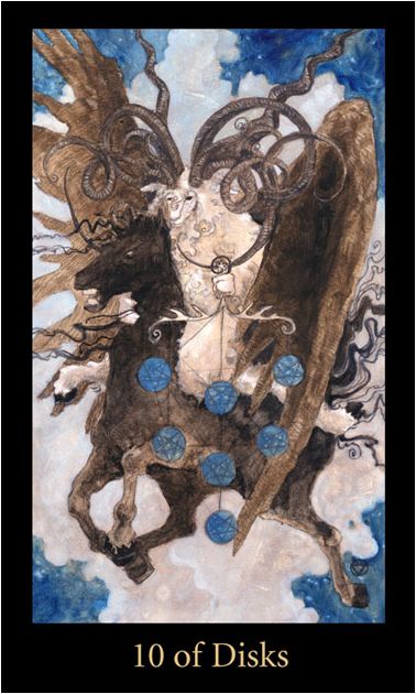 Tarotkaart 'Tien van Pentagrammen'