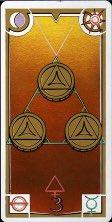Tarotkaart 'Drie van Pentagrammen'