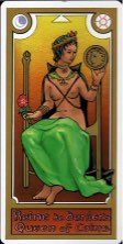 Tarotkaart 'Koningin van Pentagrammen'