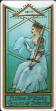 Tarotkaart 'Koningin van Zwaarden'
