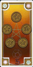 Tarotkaart 'Vijf van Pentagrammen'