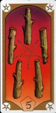 Tarotkaart 'Vijf van Staven'