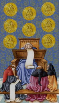 Tarotkaart 'Acht van Pentagrammen'