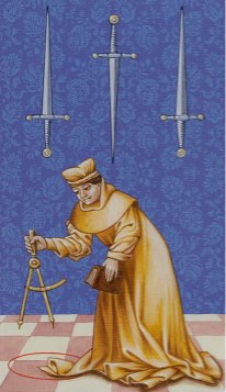 Tarotkaart 'Drie van Zwaarden'