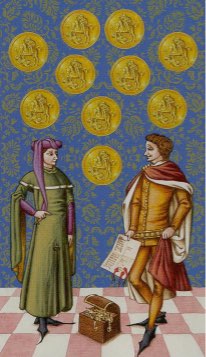 Tarotkaart 'Tien van Pentagrammen'