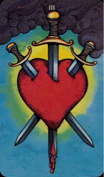 Tarotkaart 'Drie van Zwaarden'