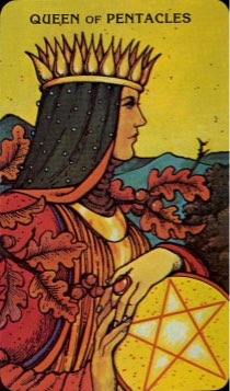 Tarotkaart 'Koningin van Pentagrammen'