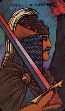Tarotkaart 'Ridder van Zwaarden'