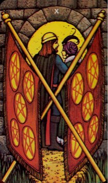 Tarotkaart 'Tien van Pentagrammen'