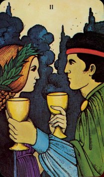 Tarotkaart 'Twee van Kelken'