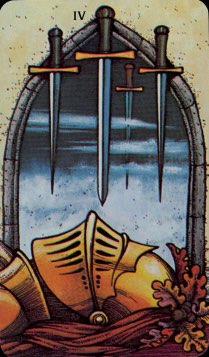 Tarotkaart 'Vier van Zwaarden'